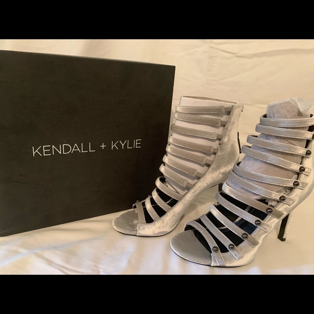 Brand new silver suede heels